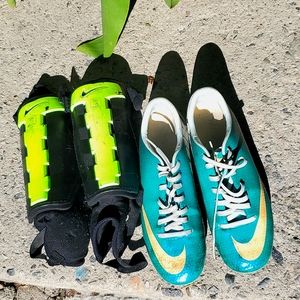 Nike Ombre Green Cletes and Knee Pads